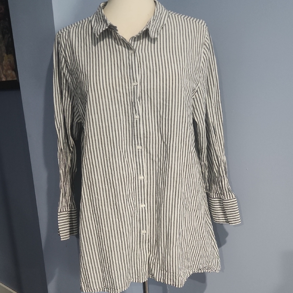 Habitat striped tunic button front shirt Size Large